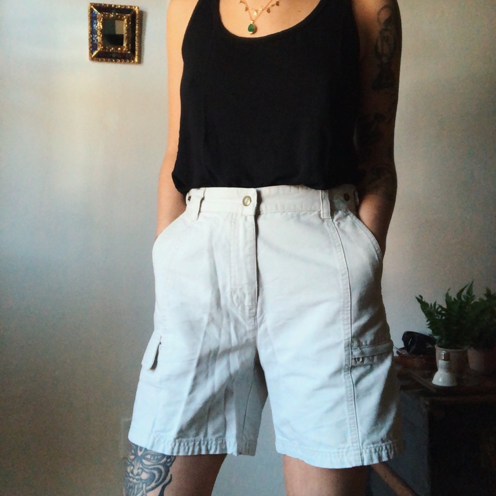 Utility/Cargo wide leg, high waist shorts
